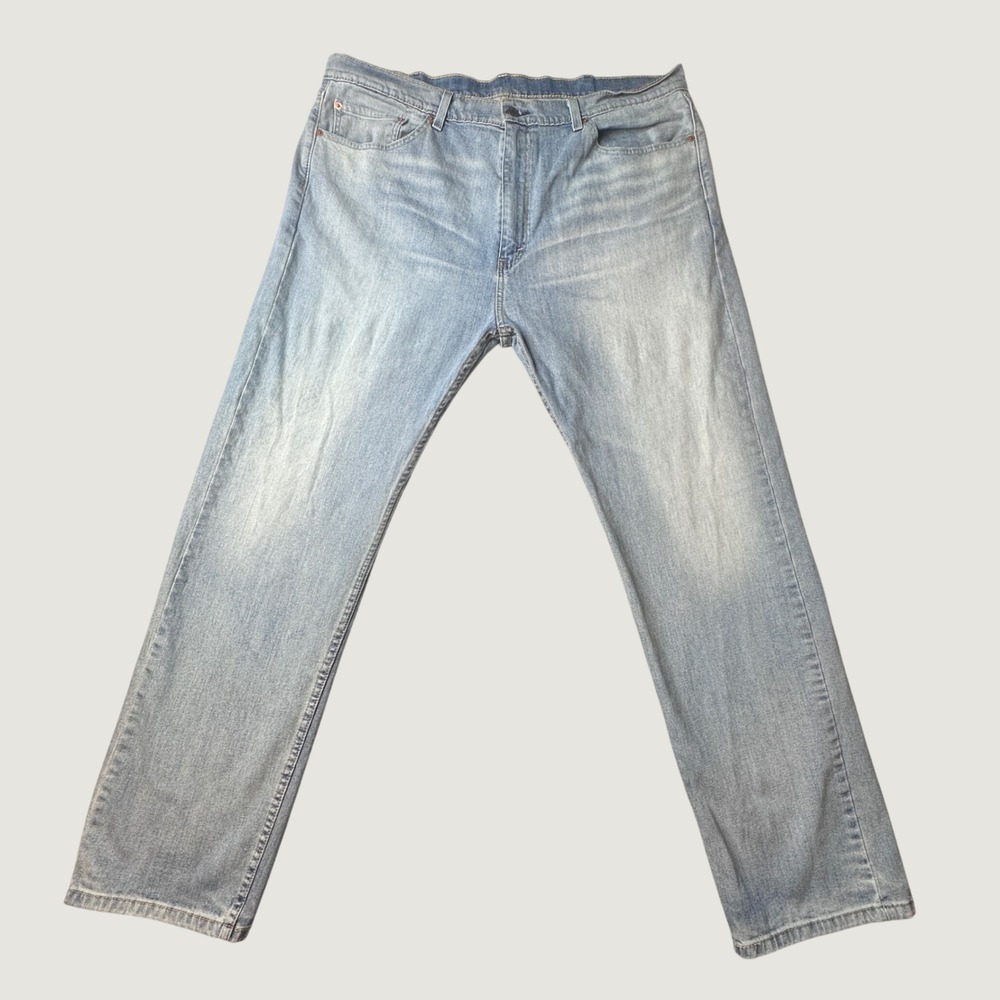 Levi's 505 Jeans Mens 42x32 Regular Fit Light Wash Blue Straight Leg Stretch